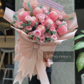 Hoa bó nơ tone hồng